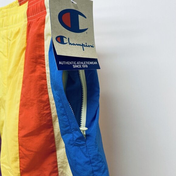 Champion beach Short Size Large Men’s Warm Up Mesh Lining Multicolor Striped New - Picture 8 of 11